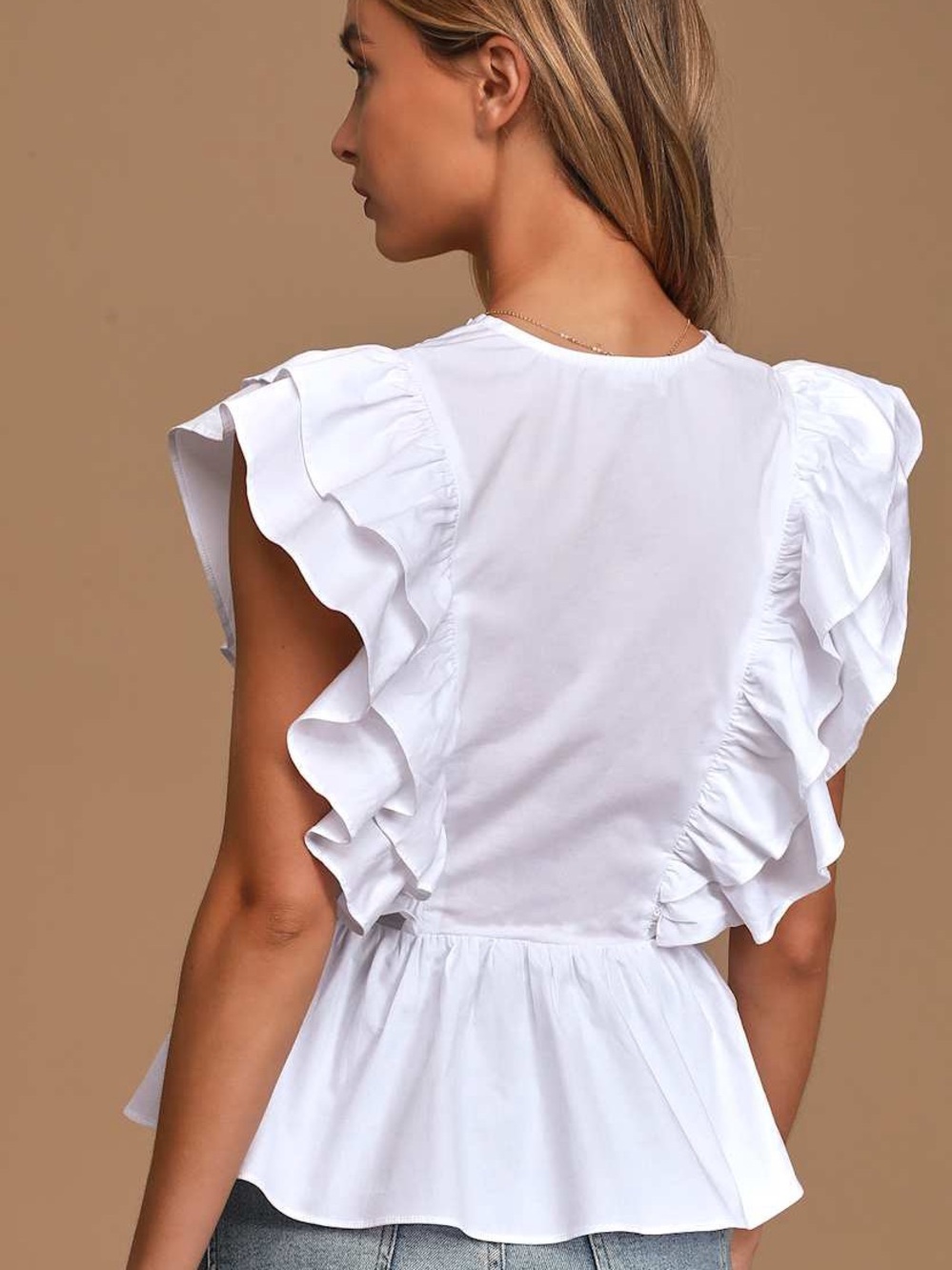 Lulu's In A Ruffle White Ruffled Hook and Eye Top - Picture 3 of 12